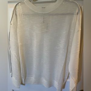 Sheer cream sweater with black accent on sleeve, S/M
